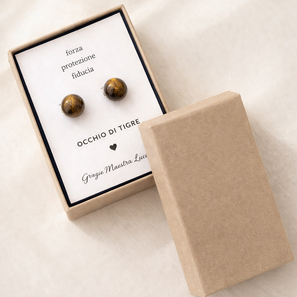 Orecchini sfera Occhio di tigre