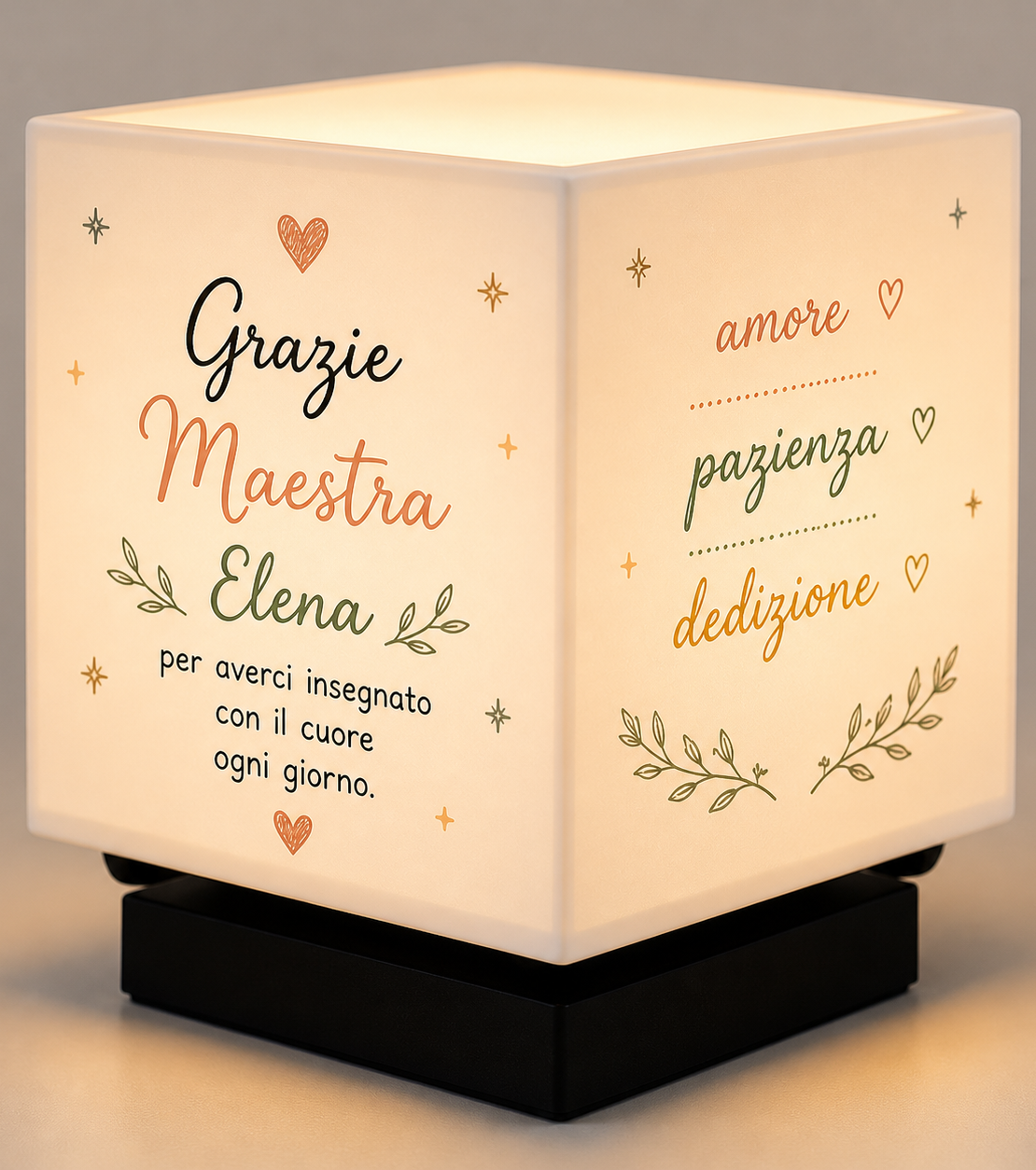 Lampada Cubo Personalizzata “Grazie Maestra” – Regalo Fine Anno Scuola